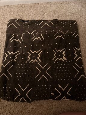 Vintage Black and Cream Geometric Throw Pillow Cover